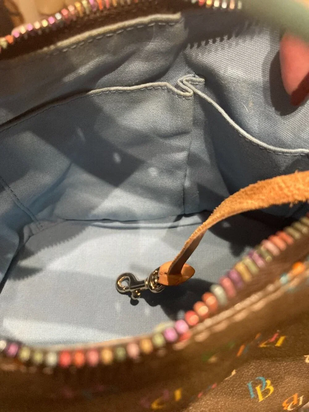 Vintage Y2K Dooney & Bourke Black Rainbow Monogram DB Logo Hobo Shoulder Bag